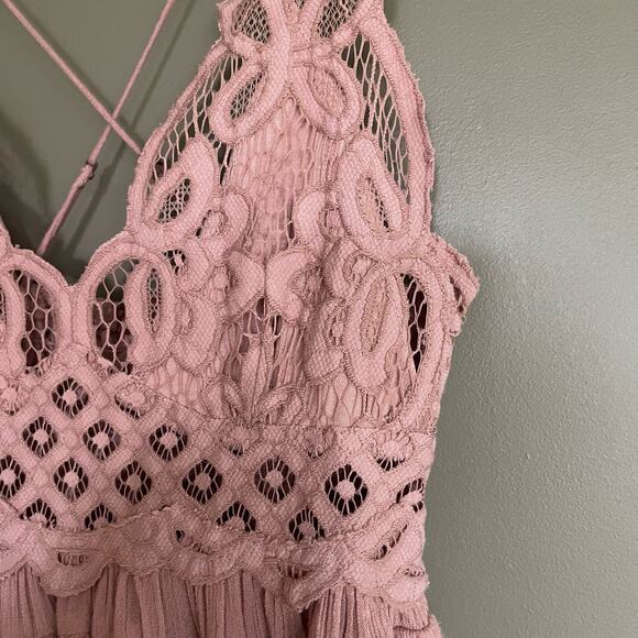 Free People Pink Lace Peplum Blouse - Picture 7 of 16